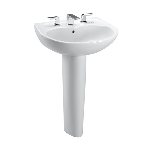 TOTO Supreme Oval Pedestal Bathroom Sink for 4" Center Faucets, Cotton White, SKU: LPT241.4G#01