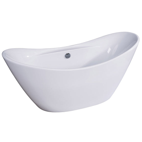 ALFI Brand AB8803 68 inch White Oval Acrylic Free Standing Soaking Bathtub
