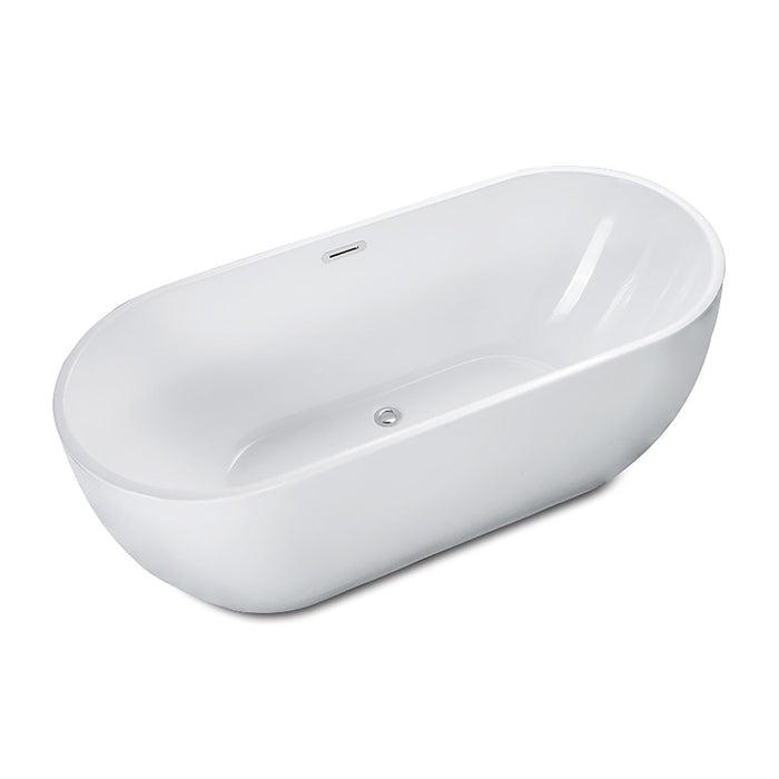 ALFI Brand AB8839 67 inch White Oval Acrylic Free Standing Soaking Bathtub