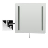 ALFI Brand ABM8WLED-PC Polished Chrome Wall Mount Square 8" 5x Magnifying Cosmetic Mirror with Light