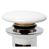 ALFI Brand AB8056-W White Modern Ceramic Mushroom Top Pop Up Drain for Sinks with Overflow