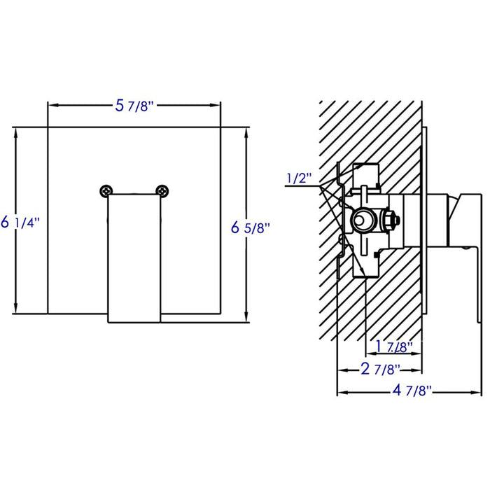 ALFI Brand AB5501-PC Polished Chrome Shower Valve Mixer with Square Lever Handle