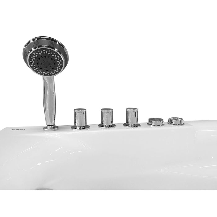 EAGO AM161-L 5' Single Person Corner White Whirlpool Bath Tub - Drain on Left