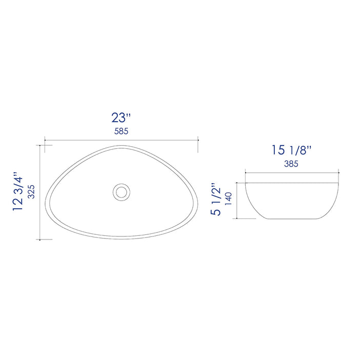 ALFI Brand ABC914 White Modern 23" Fancy Above-Mount Ceramic Sink