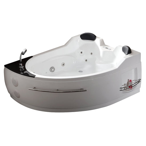 EAGO AM113ETL-L 5.5 ft Left Corner Acrylic White Whirlpool Bathtub for Two