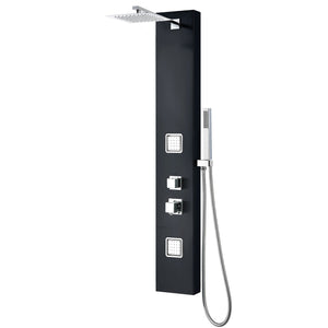 ALFI ABSP65B Black Aluminum Shower Panel with 2 Body Sprays and Rain Shower