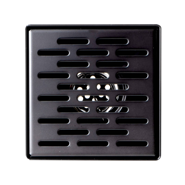 ALFI Brand ABSD55C-BM 5" x 5" Black Matte Square Stainless Steel Shower Drain with Groove Holes