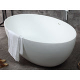 ALFI Brand AB9941 67" White Oval Solid Surface Smooth Resin Soaking Bathtub