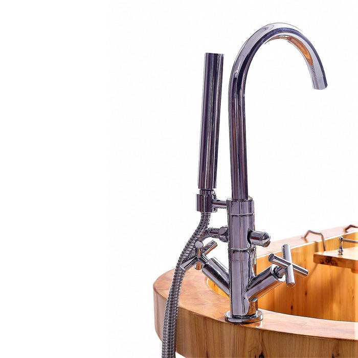 ALFI AB1139 61" Free Standing Cedar Wooden Bathtub with Fixtures & Headrest