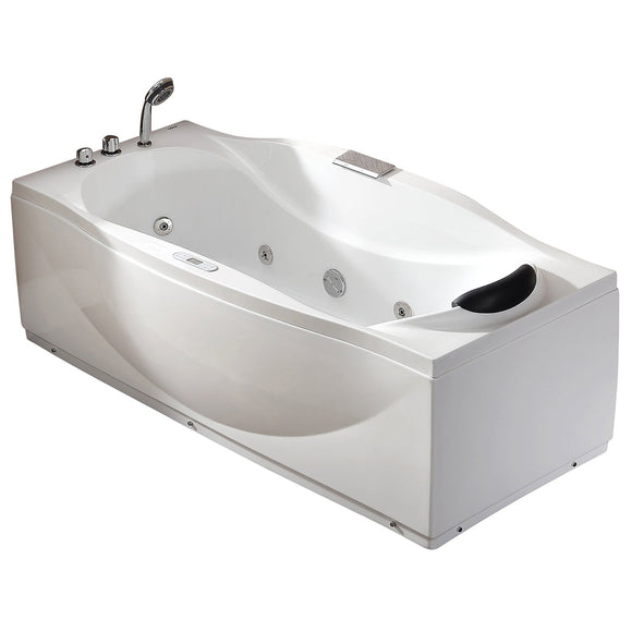 EAGO AM189ETL-L 6 ft Left Drain Acrylic White Whirlpool Bathtub with Fixtures