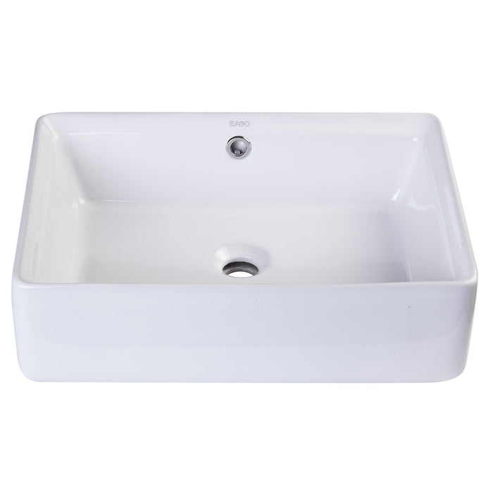EAGO BA131 20" RECTANGULAR CERAMIC ABOVE MOUNT BASIN VESSEL Sink