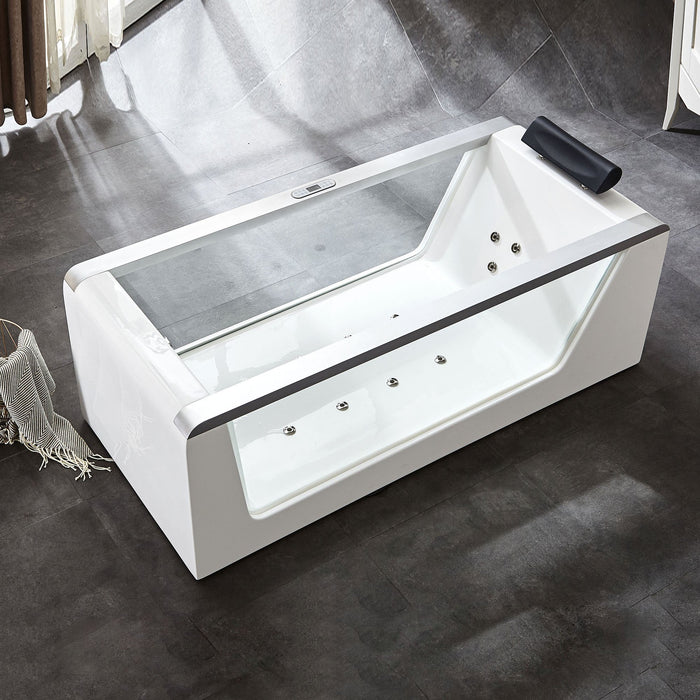 EAGO AM152ETL-6 6 ft Clear Rectangular Acrylic Whirlpool Bathtub