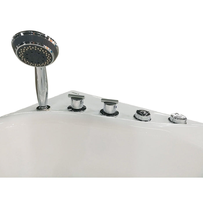 EAGO AM175-L 5'' White Acrylic Corner Whirlpool Bathtub - Drain on Left