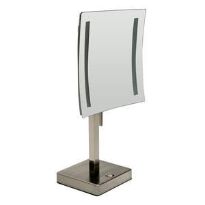 ALFI Brand ABM8FLED-BN Brushed Nickel Tabletop Square 8" 5x Magnifying Cosmetic Mirror with Light