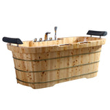 ALFI AB1130 65" 2 Person Free Standing Cedar Bathtub with Fixtures and Headrests