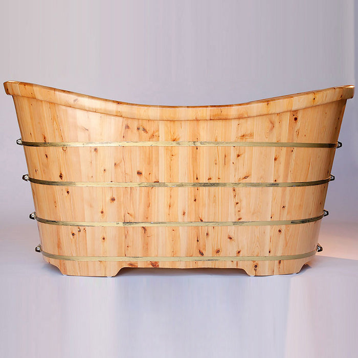 ALFI Brand AB1105 63" Free Standing Cedar Wooden Bathtub