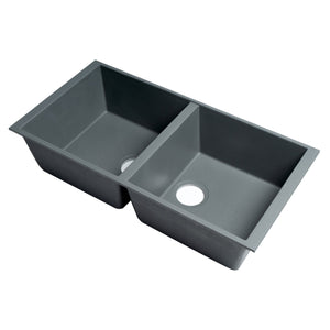 ALFI Brand AB3420UM-T Titanium 34" Undermount 2x Bowl Granite Comp Kitchen Sink