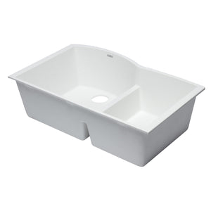 ALFI AB3320UM-W White 33" Double Bowl Undermount Granite Composite Kitchen Sink