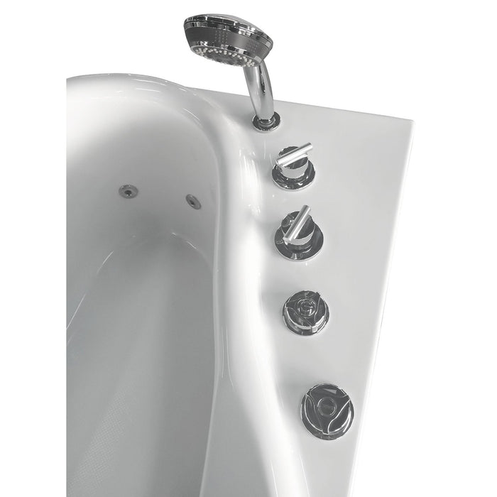 EAGO AM175-L 5'' White Acrylic Corner Whirlpool Bathtub - Drain on Left