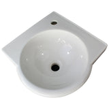ALFI Brand AB104 White 15" Round Corner Wall Mounted Porcelain Bathroom Sink