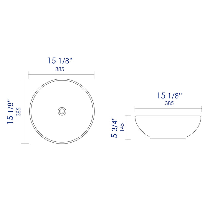 ALFI Brand ABC906 Black & White Modern 15" Round Vessel Above-Mount Ceramic Sink