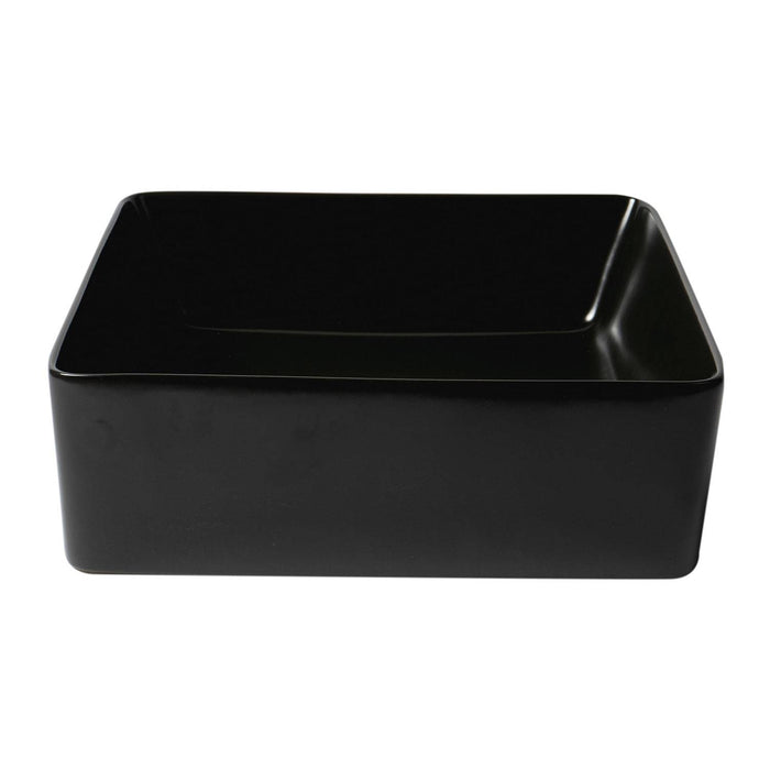 ALFI Brand ABC903-BM Black Matte 16" Modern Square Above-Mount Ceramic Sink