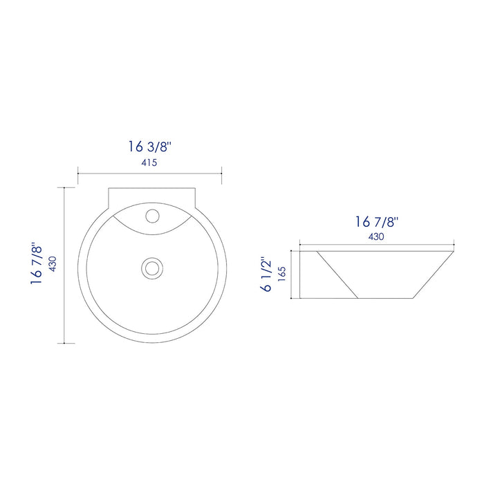 ALFI Brand ABC113 White Modern 17" Round Wall Mounted Ceramic Sink with Faucet Hole