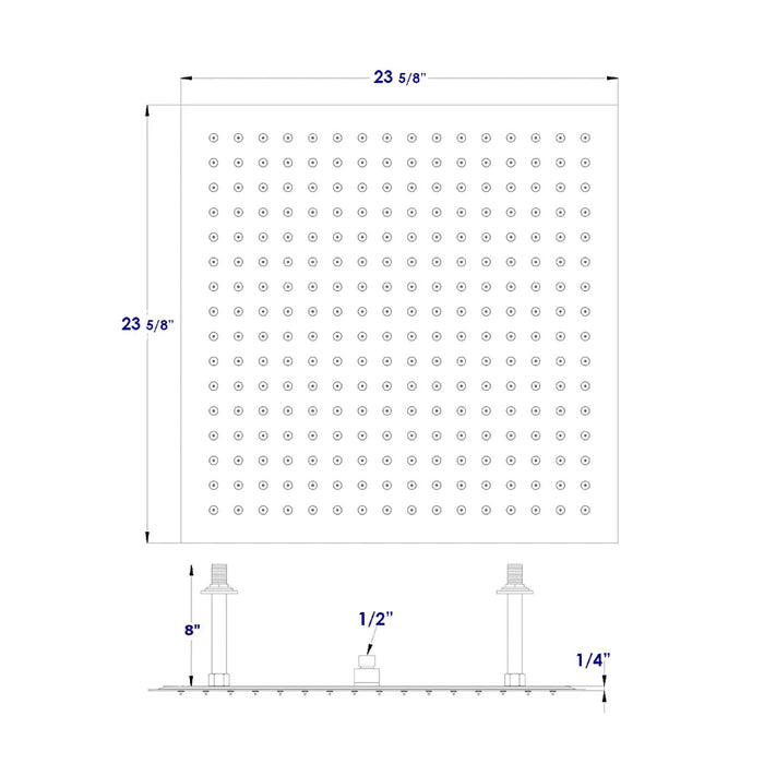 ALFI Brand RAIN24S-BM Matte Black Stainless Steel 24" Square Ultra-Thin Rain Shower Head