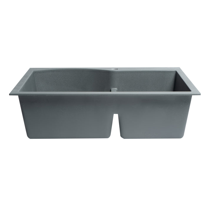 ALFI Brand AB3320DI-T Titanium 33" 2x Bowl Drop-in Granite Comp Kitchen Sink
