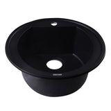 ALFI AB2020DI-BLA Black 20" Drop-In Round Granite Composite Kitchen Prep Sink