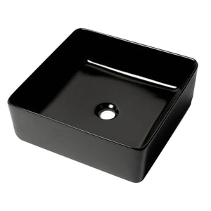 ALFI Brand ABC903-BM Black Matte 16" Modern Square Above-Mount Ceramic Sink