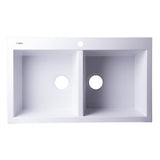 ALFI AB3420DI-W White 34" Drop-In Double Bowl Granite Composite Kitchen Sink