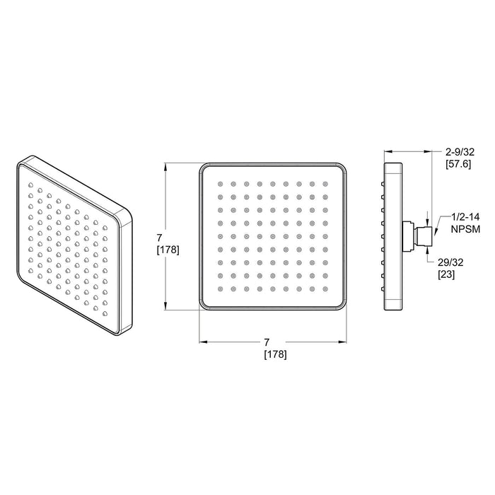 Pfister Kenzo 973-228J Wall Mount Single-Function Square Showerhead, Brushed Nickel