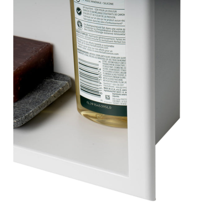 ALFI Brand 16" x 16" White Matte Stainless Steel Square Single Shelf Bath Shower Niche