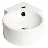 ALFI Brand ABC121 White 17" Tiny Corner Wall Mounted Ceramic Sink with Faucet Hole