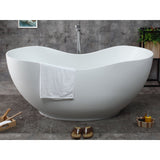 ALFI Brand AB9949 66" White Solid Surface Smooth Resin Soaking Bathtub