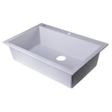 ALFI AB3020DI-W White 30" Drop-In Single Bowl Granite Composite Kitchen Sink
