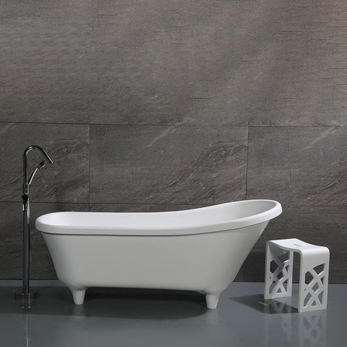 ALFI Brand AB9960 67" White Matte Clawfoot Solid Surface Resin Bathtub