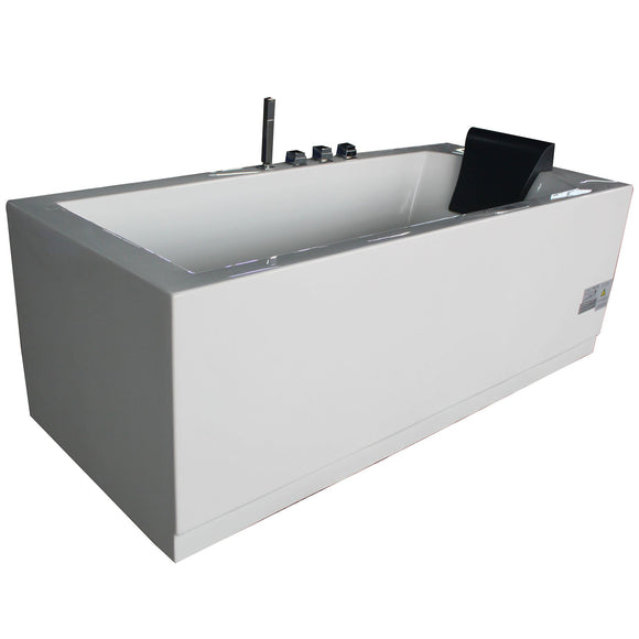 EAGO AM154ETL-L5 5 ft Acrylic White Rectangular Whirlpool Bathtub with Fixtures