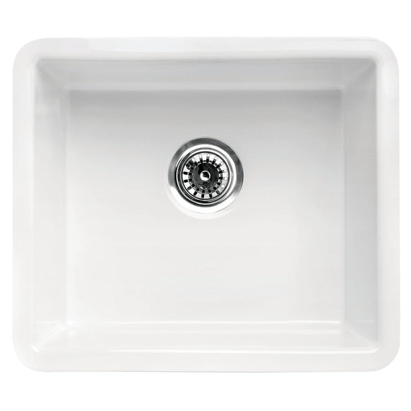 ALFI Brand AB2017 20" White Single Bowl Fireclay Undermount Kitchen Sink