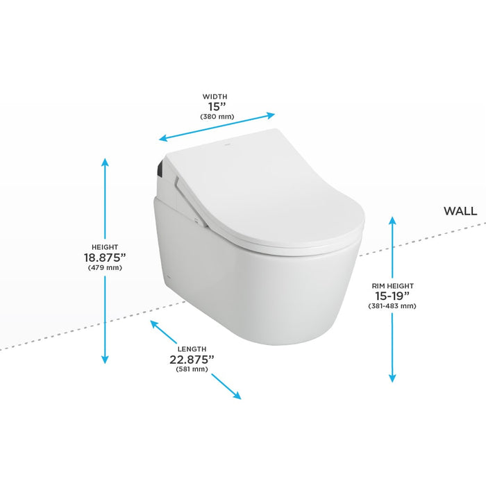 TOTO CWT4474047CMFG#MS Washlet+ RP Wall-Hung D-Shape Toilet with RX Bidet Seat and DuoFit In-Wall Tank System