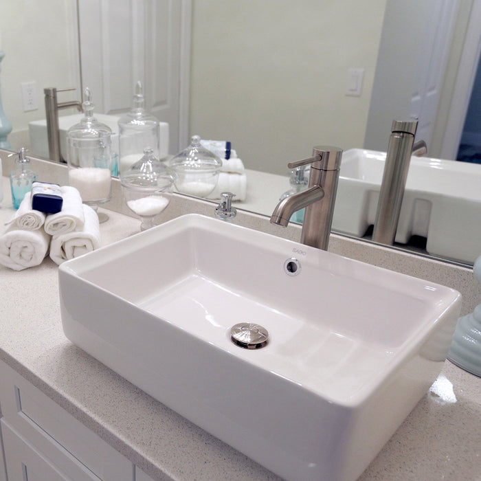 EAGO BA131 20" RECTANGULAR CERAMIC ABOVE MOUNT BASIN VESSEL Sink