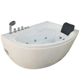 EAGO AM161-L 5' Single Person Corner White Whirlpool Bath Tub - Drain on Left