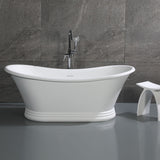 ALFI Brand AB9950 67" White Matte Pedestal Solid Surface Resin Bathtub