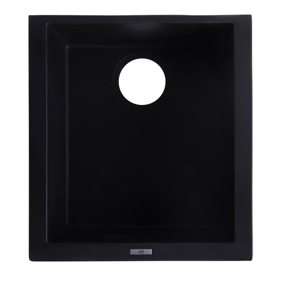 ALFI AB1720UM-BLA Black 17" Undermount Rectangular Granite Composite Prep Sink