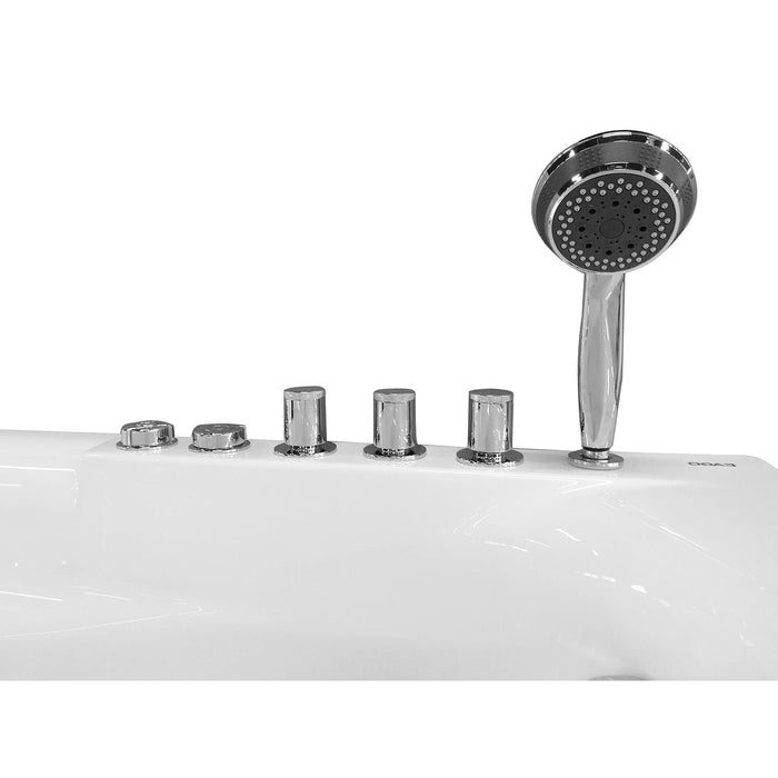 EAGO AM161-R 5' Single Person Corner White Whirlpool Bath Tub - Drain on Right