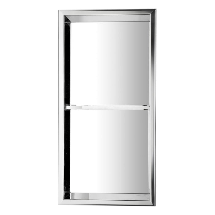 ALFI ABN1224-PSS 12 x 24 Polished Stainless Steel Vertical Double Shelf Bath Shower Niche