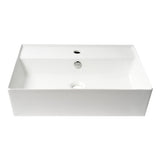 ALFI Brand ABC901-W White 24" Modern Rectangular Above-Mount Ceramic Sink with Faucet Hole