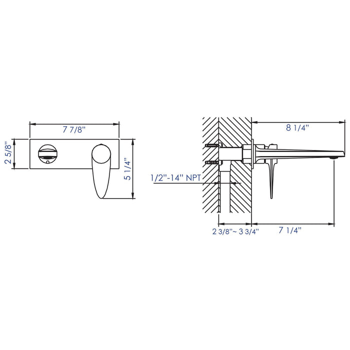 ALFI Brand AB1772-BN Brushed Nickel Wall Mounted Modern Bathroom Faucet