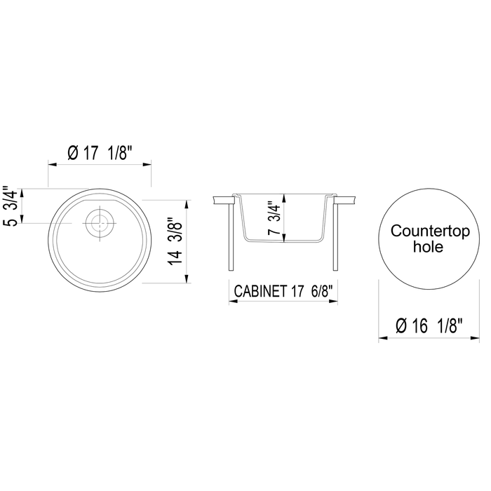 ALFI AB1717DI-W White 17" Drop-In Round Granite Composite Kitchen Prep Sink